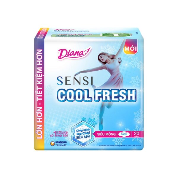 Băng vệ sinh Diana Sensi Cool Fresh Siêu Mỏng Cánh 23cm (20 miếng)