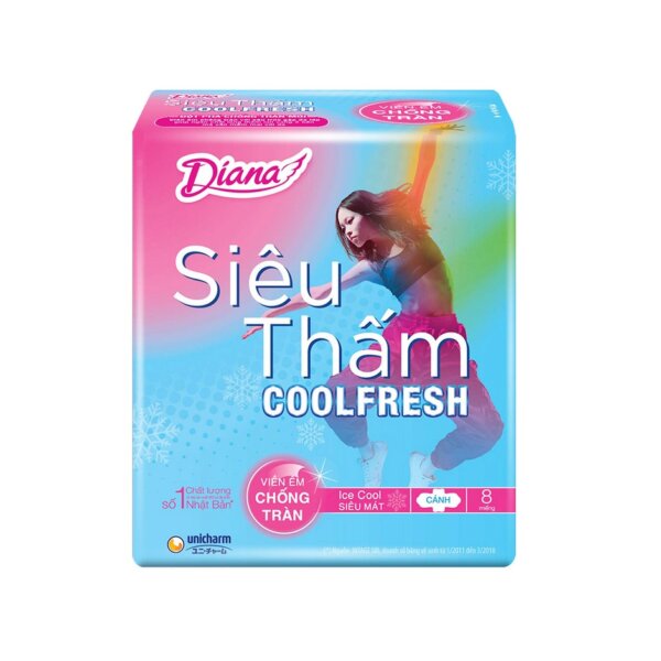 Băng vệ sinh Diana Siêu thấm Cool Fresh Siêu mỏng Cánh 08-1704