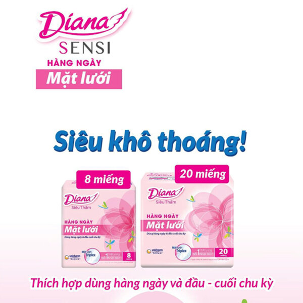 Băng vệ sinh Diana hàng ngày mặt lưới siêu thấm (20 miếng)