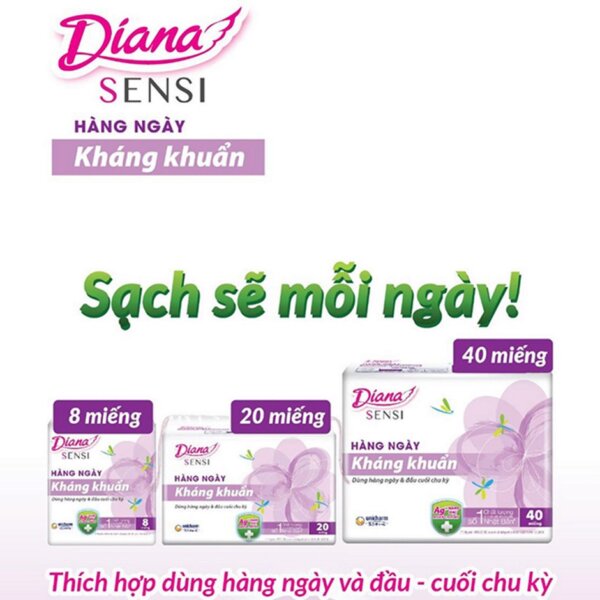 Băng vệ sinh Diana Sensi kháng khuẩn hàng ngày (20 miếng)
