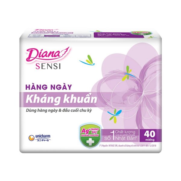Băng vệ sinh Diana hàng ngày Sensi Kháng Khuẩn (40 miếng)