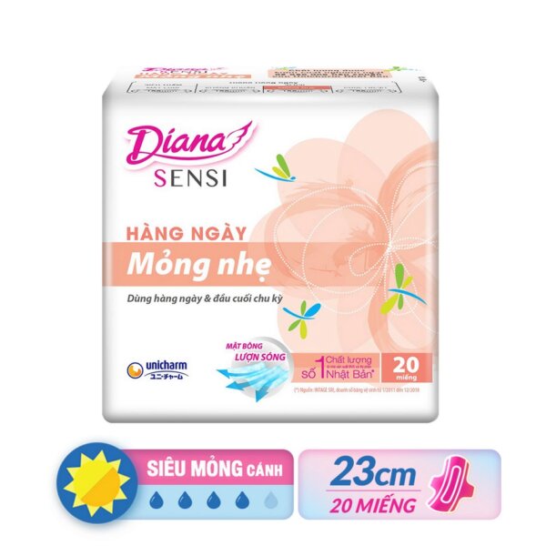 Băng vệ sinh Diana hàng ngày Sensi slim mỏng nhẹ gói 20 miếng