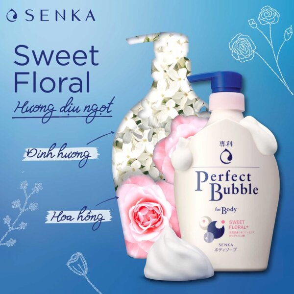 Sữa tắm dưỡng ẩm hương hoa dịu ngọt Senka Perfect Bubble for Body Sweet Floral n 500ml
