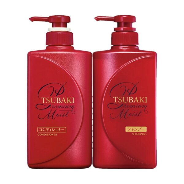 Bộ đôi dầu gội (490ml) + dầu xả (490ml) dưỡng tóc bóng mượt Tsubaki Premium Moist