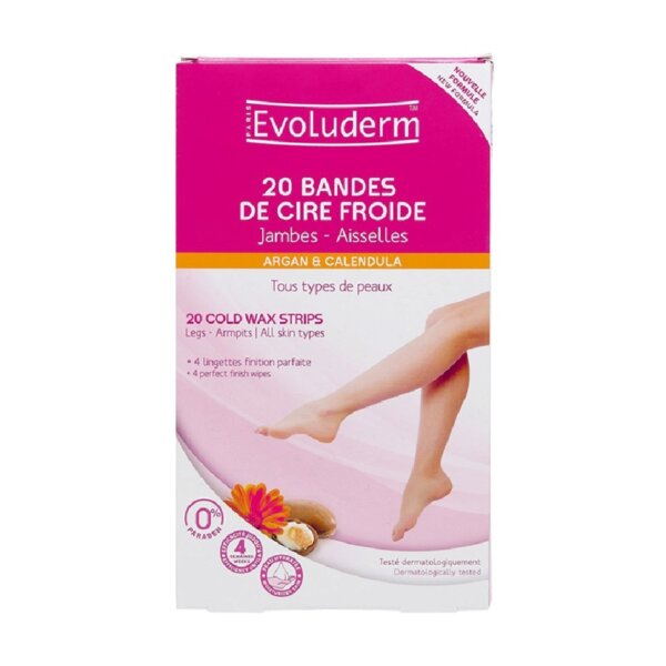 Miếng dán tẩy lông sáp lạnh Evoluderm – dành cho tay chân và nách chiết xuất tinh dầu Argan và Calendula