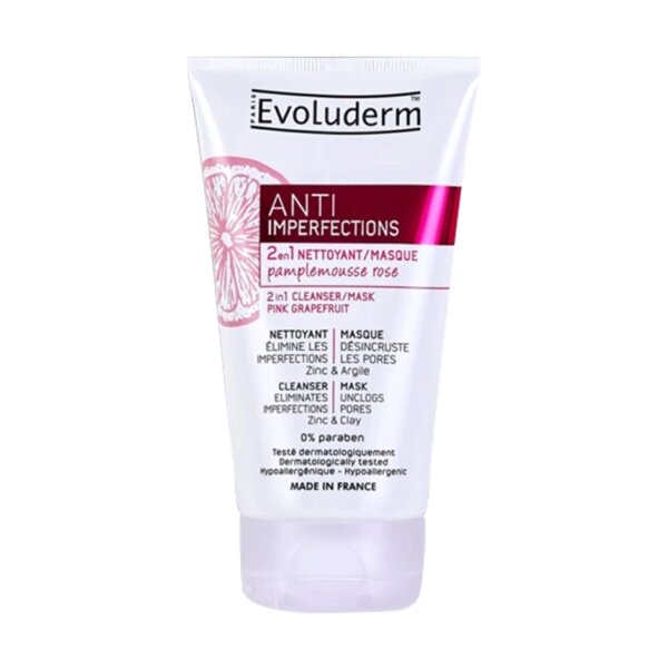 Sữa rửa mặt / Mặt nạ 2in1 chiết xuất Pink GrapeFruit Evoluderm giúp giảm mụn đầu đen dành cho da dầu mụn 150ml