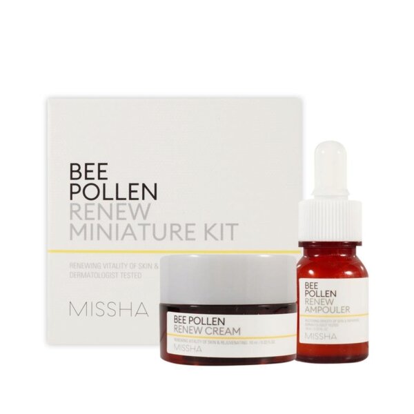 Bộ kit dưỡng da tinh chất, kem dưỡng (KIT) Missha Bee Pollen Renew Miniature Kit 20ml