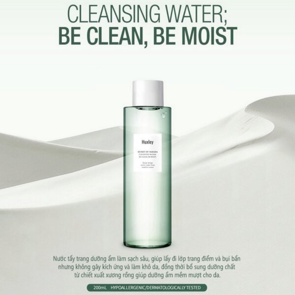 Nước tẩy trang Huxley Cleansing Water, Be Clean, Be Moist 200ml