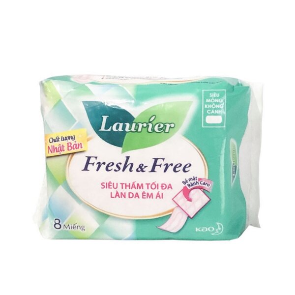 Băng vệ sinh siêu mỏng không cánh Laurier Fresh & Free 8 miếng 