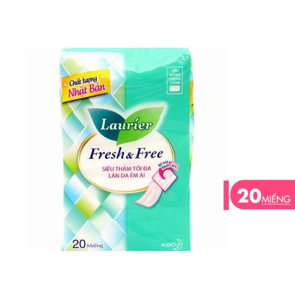 Băng vệ sinh siêu mỏng không cánh Laurier Fresh & Free 20 miếng 