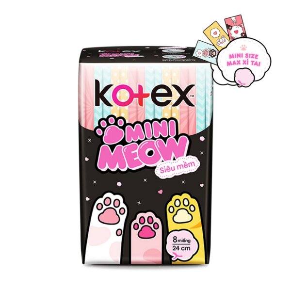Băng vệ sinh Kotex Mini Meow Siêu Mêm SMC 8 miếng