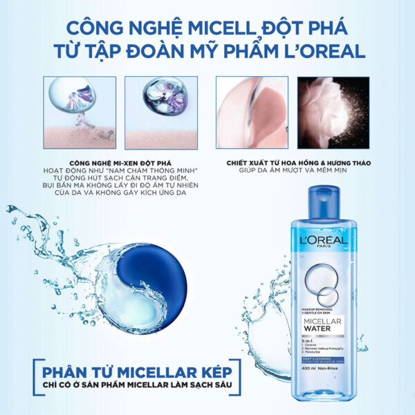 Nước Tẩy Trang Sạch Sâu 3 In 1 LOreal Paris Micellar Water 400ml - 6902395498919