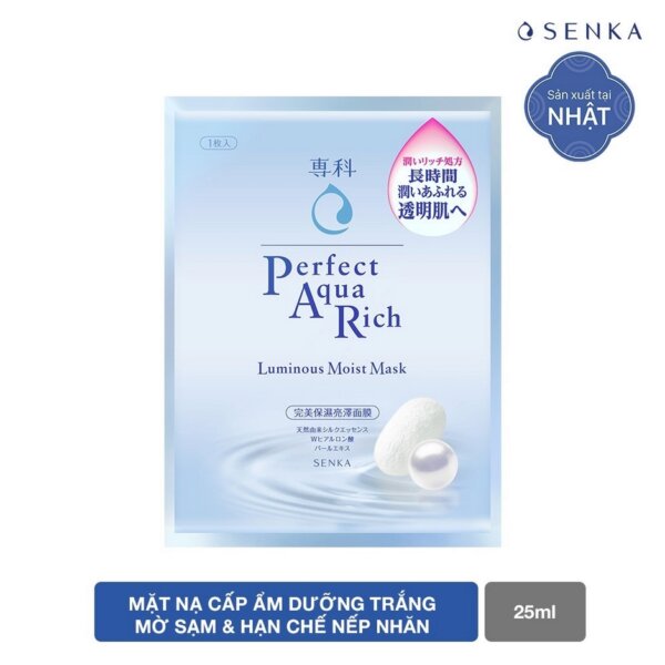 Mặt nạ cấp ẩm dưỡng trắng Senka Perfect AQua Rich - Luminous Moist Mask 25ml